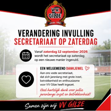 Verandering invulling secretariaat op zaterdag
