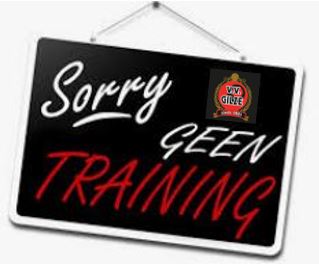 Geen trainingen op woensdag 13 mei