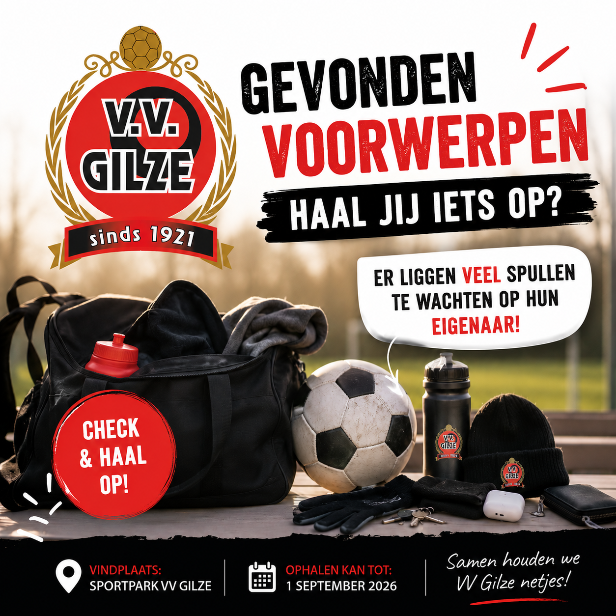 Laatste kans: Gevonden voorwerpen bij VV Gilze