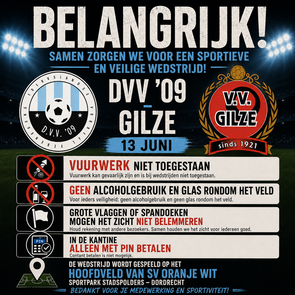 Belangrijk inzake finale-wedstrijd DVV '09 - Gilze